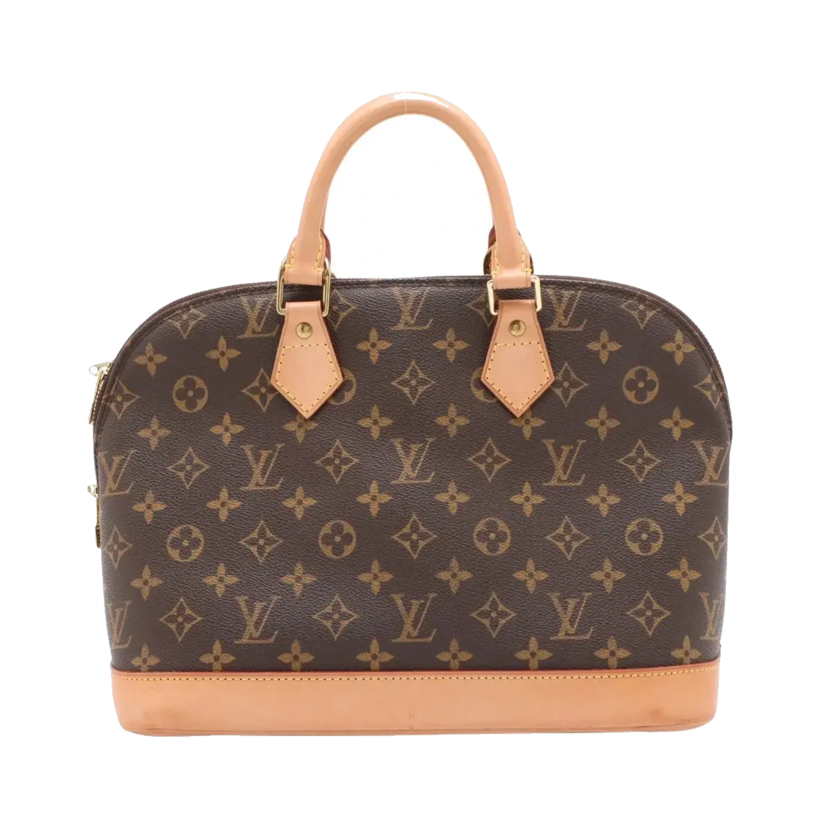 Pre-Loved Alma Handbag Monogram Coated Canvas PM with Gold Hardware, Brown