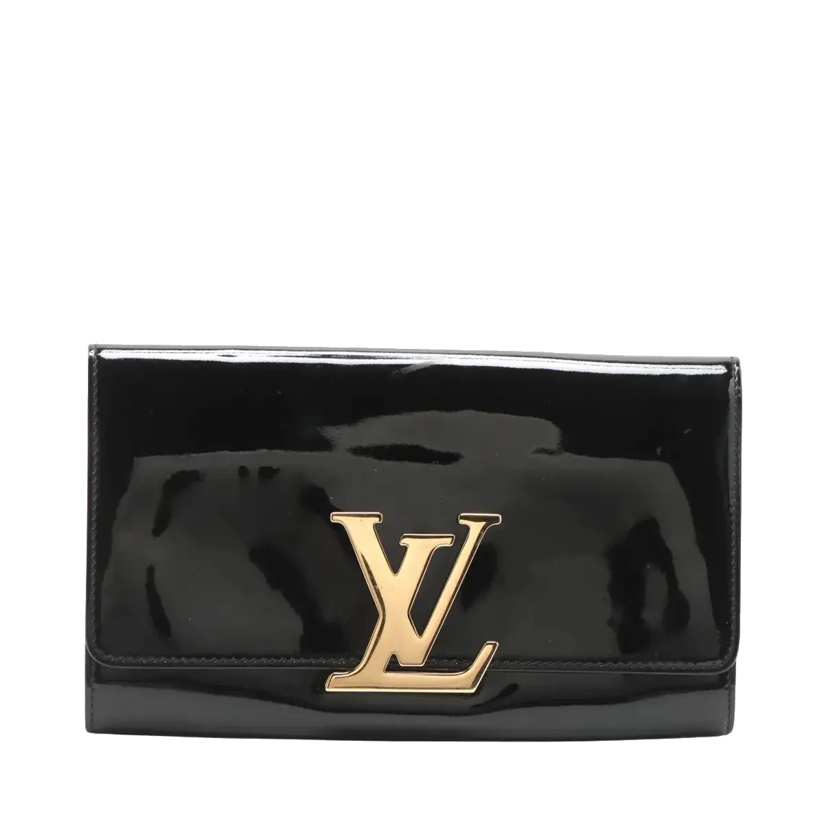 Pre-Loved Louise Clutch Patent Leather with Gold Hardware, Black