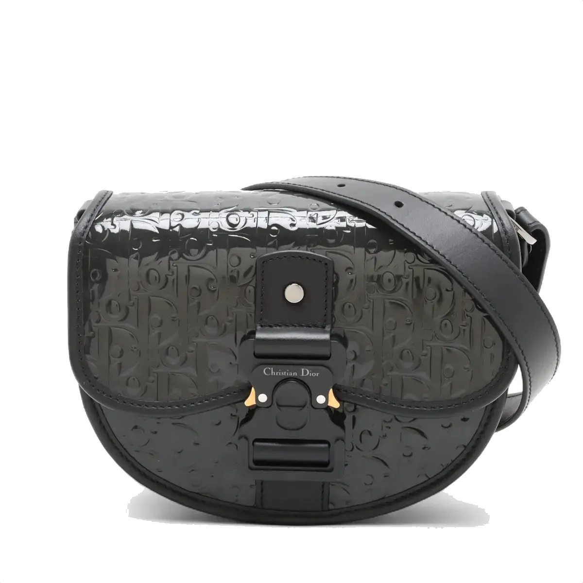 Pre-Loved Gallop Crossbody Bag Oblique Leather with Black Hardware, Black