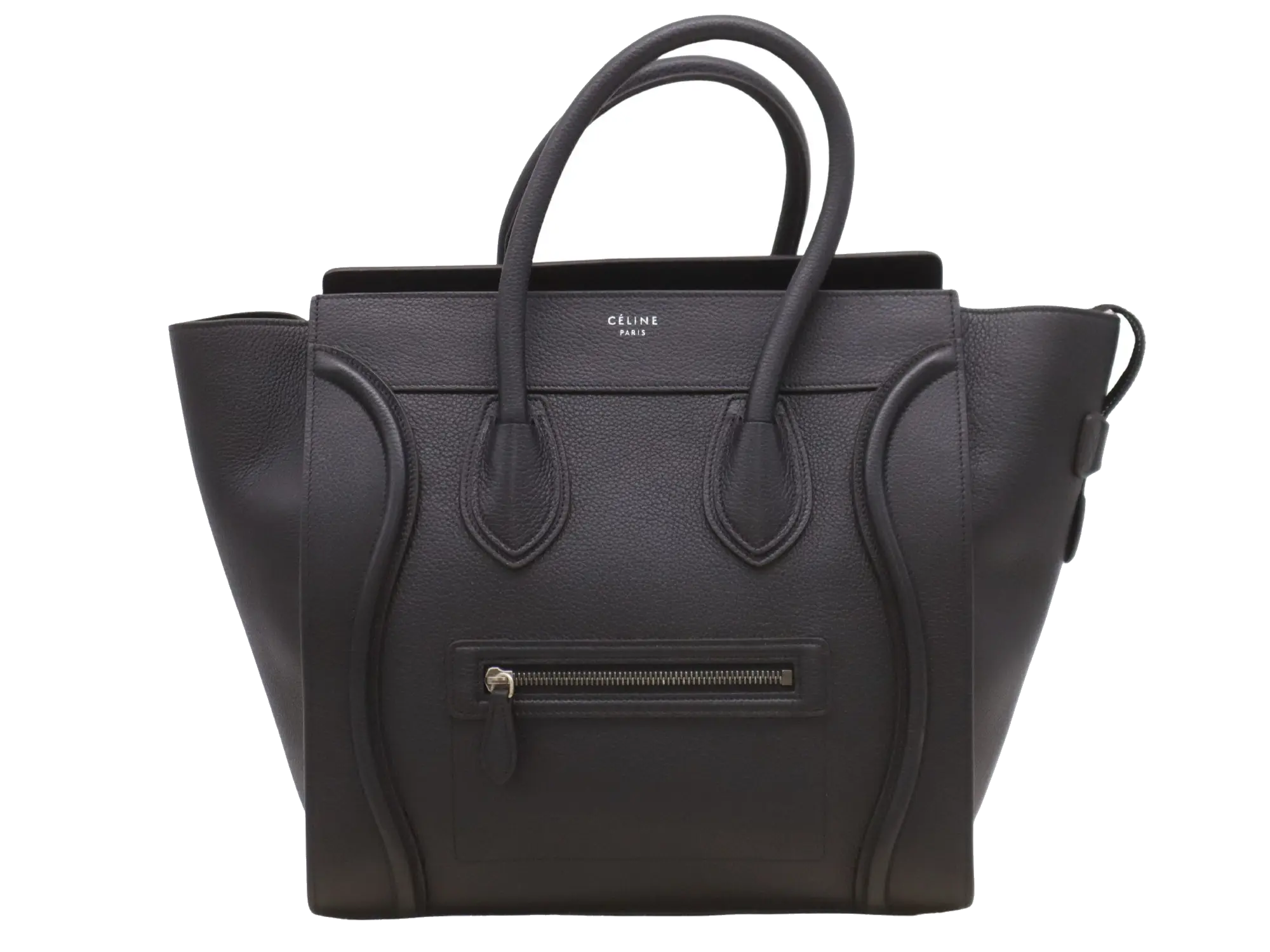 Pre-Loved Luggage Tote Leather Mini with Silver Hardware, Black