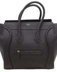 Pre-Loved Luggage Tote Leather Mini with Silver Hardware, Black