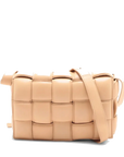 Pre-Loved Padded Cassette Crossbody Bag Intrecciato Leather with Gold Hardware, Beige