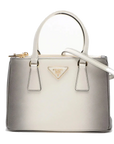 Pre-Loved Galleria Handbag Leather Small with Gold Hardware, Gradient Grey/White