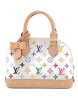 Pre-Loved Alma BB Handbag Monogram Coated Canvas BB with Gold Hardware, White Multicolore