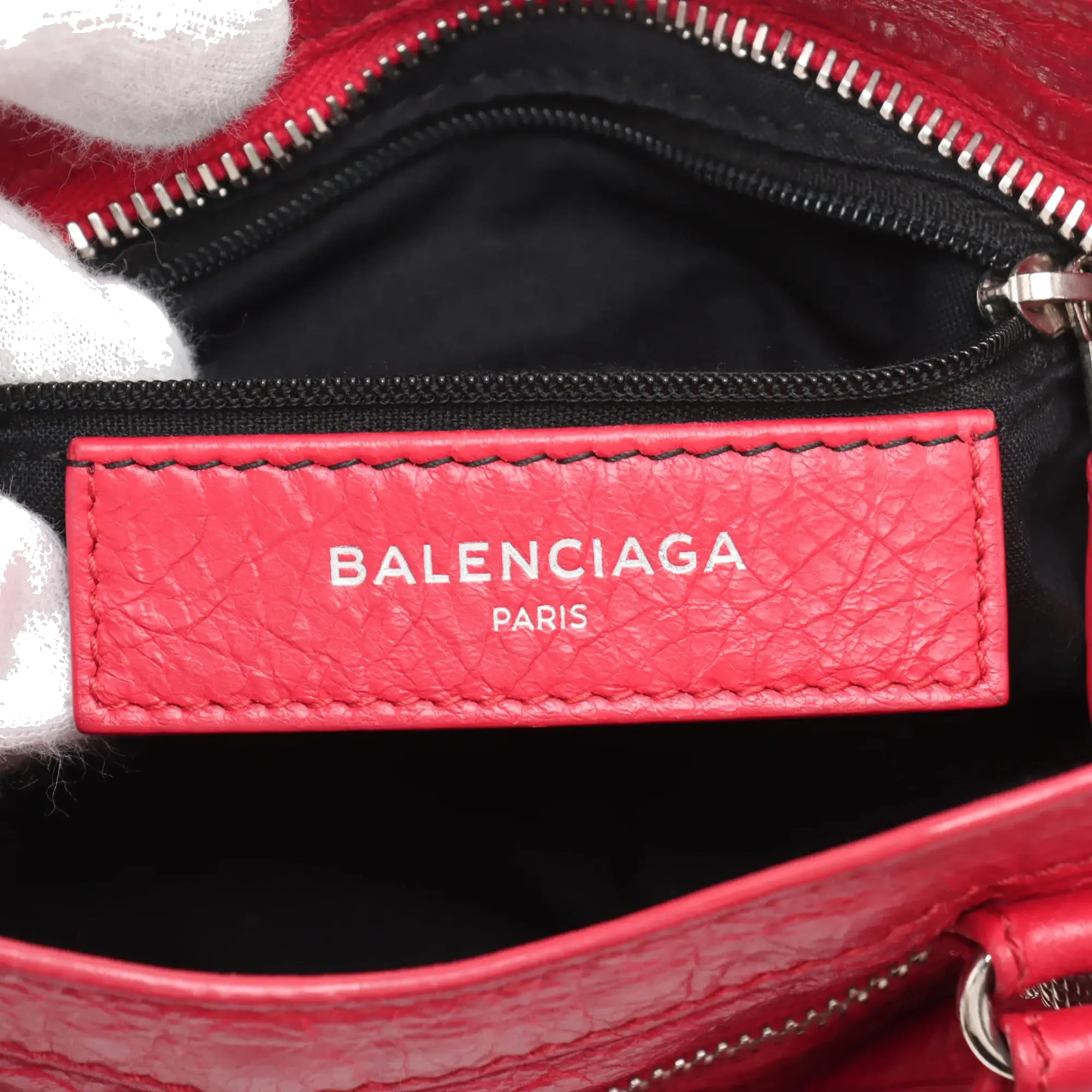 Pre-Loved Classic City Handbag Leather Mini with Silver Hardware, Red