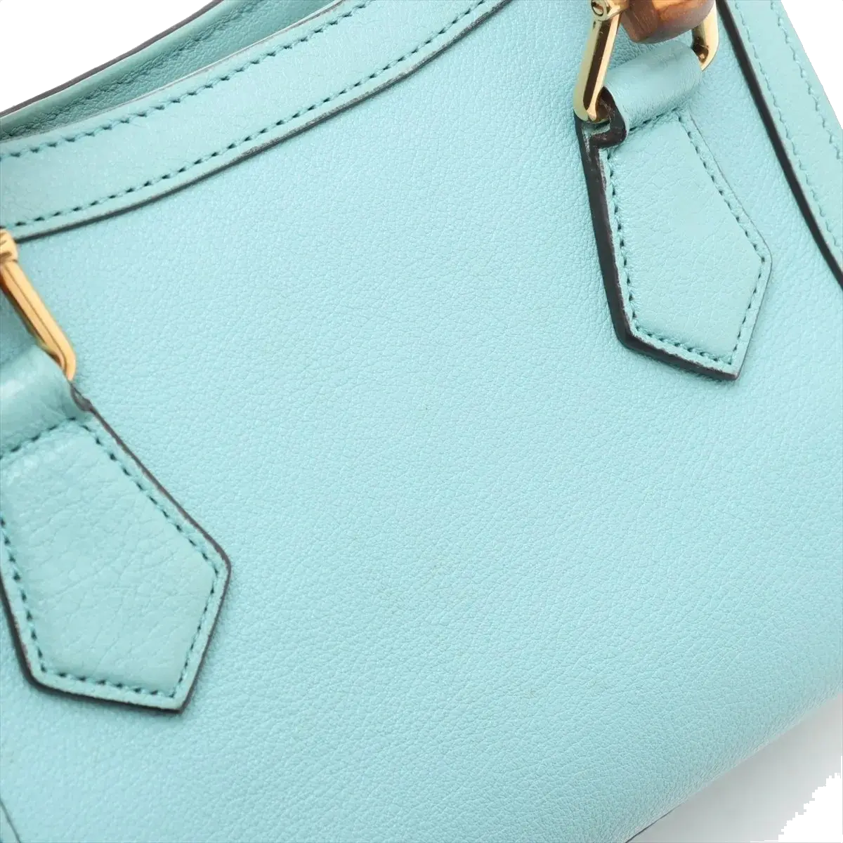 Pre-Loved Diana Bamboo Tote Leather Mini with Gold Hardware, Light Blue