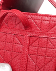 Pre-Loved Lady Dior Vanity Handbag Cannage Leather Mini with Silver Hardware, Red