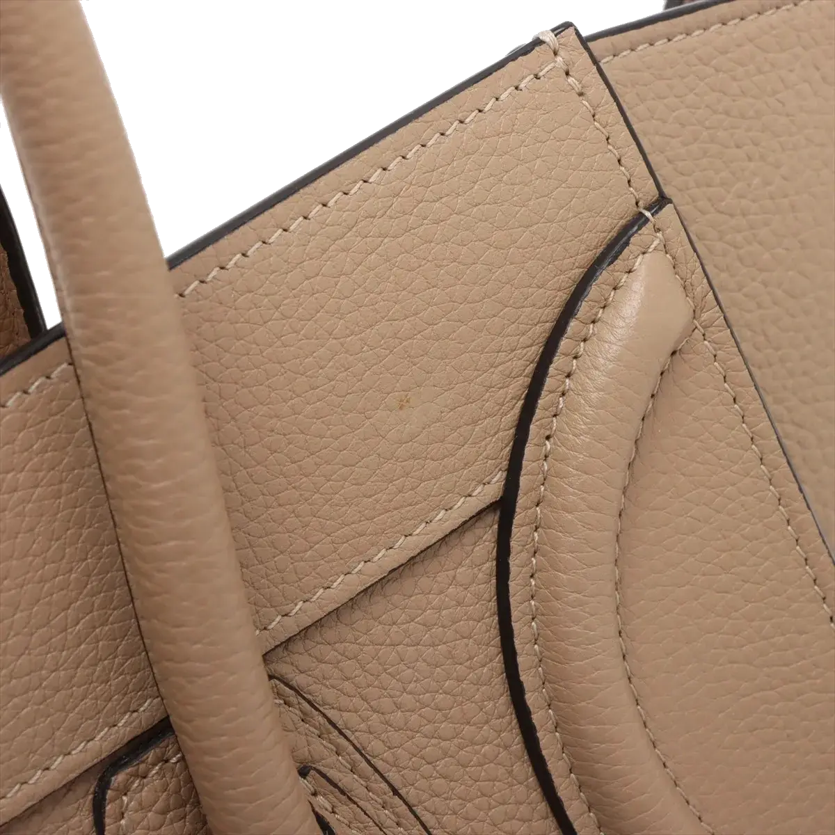 Pre-Loved Luggage Tote Leather Micro with Silver Hardware, Beige