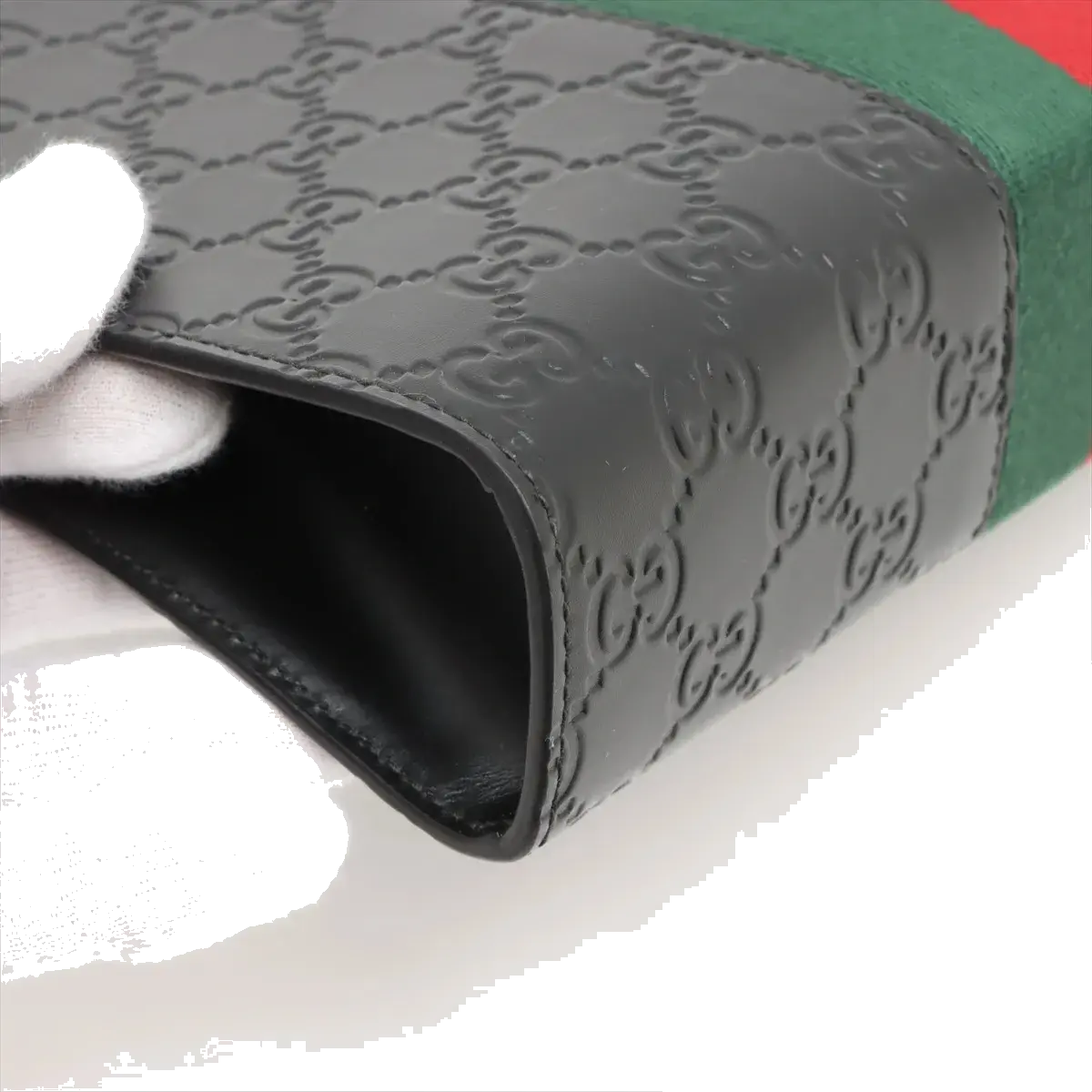 Pre-Loved Web Microguccissima Pouch Clutch Microguccissima Leather with Silver Hardware, Black