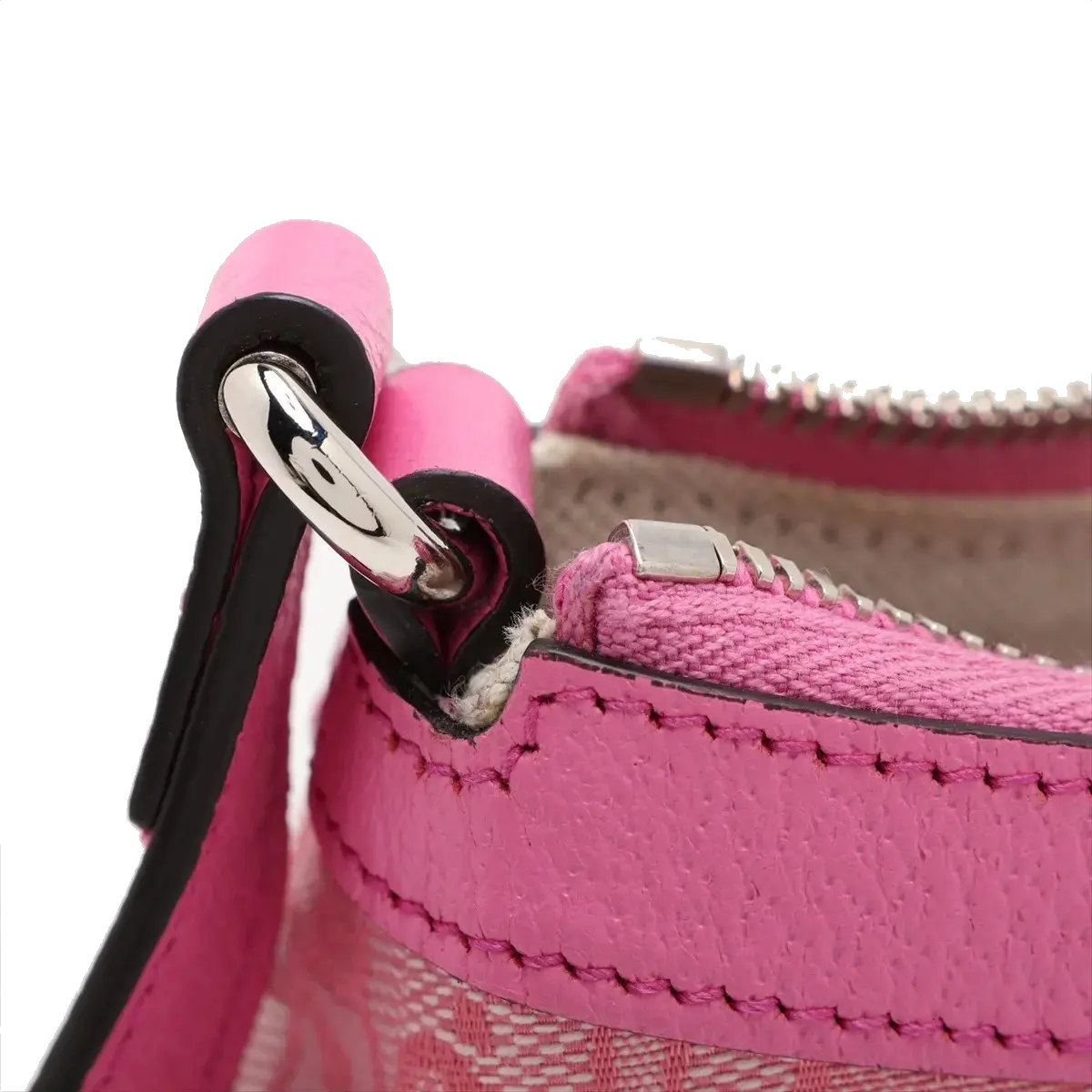 Pre-Loved GG-P Half-Moon Shoulder Bag Monogram Coated Canvas Small with Silver Hardware, Pink