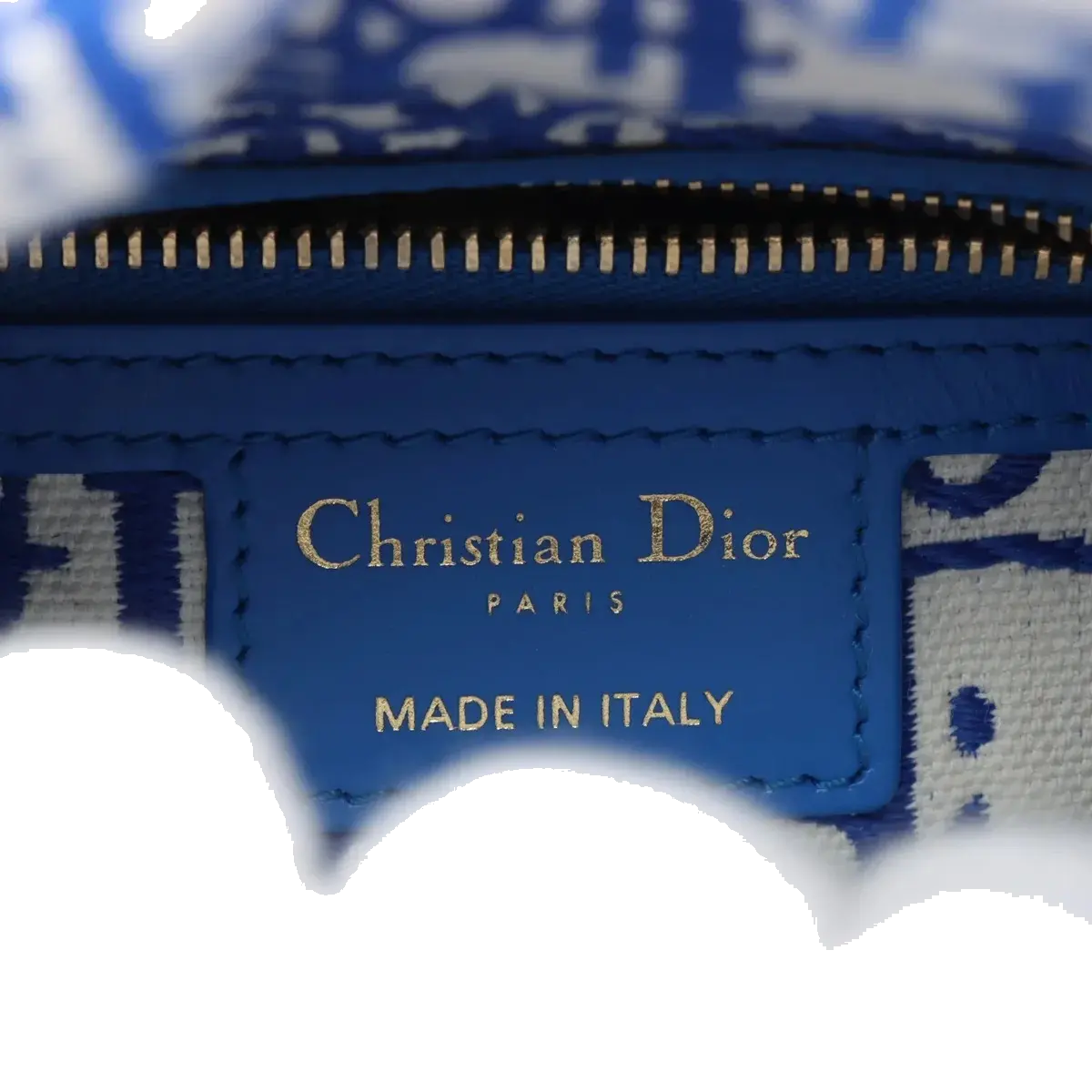 Pre-Loved Lady Dior Handbag Wicker Oblique Medium with Gold Hardware, Natural Beige and Blue