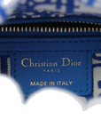 Pre-Loved Lady Dior Handbag Wicker Oblique Medium with Gold Hardware, Natural Beige and Blue