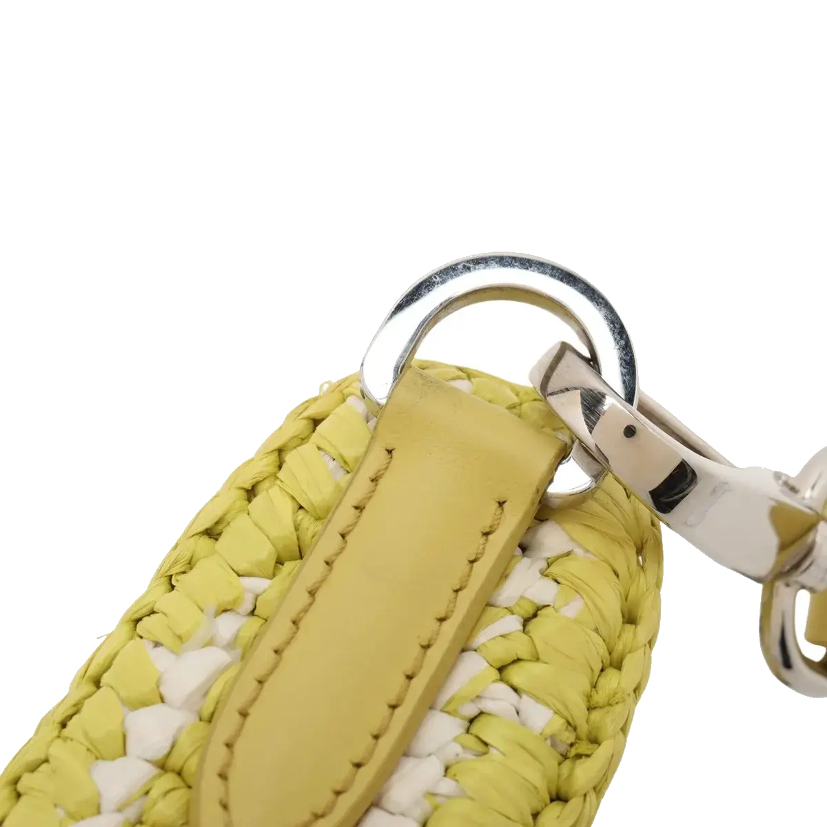 Pre-Loved Re-Edition 2005 Shoulder Bag Crochet Raffia Gingham Mini with Silver Hardware, Yellow and White