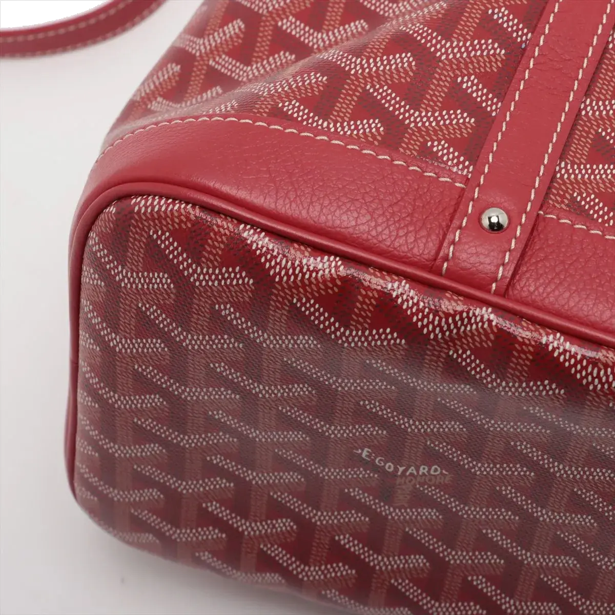 Pre-Loved Petit Flot Bucket Bag Goyardine Coated Canvas Small with Silver Hardware, Red