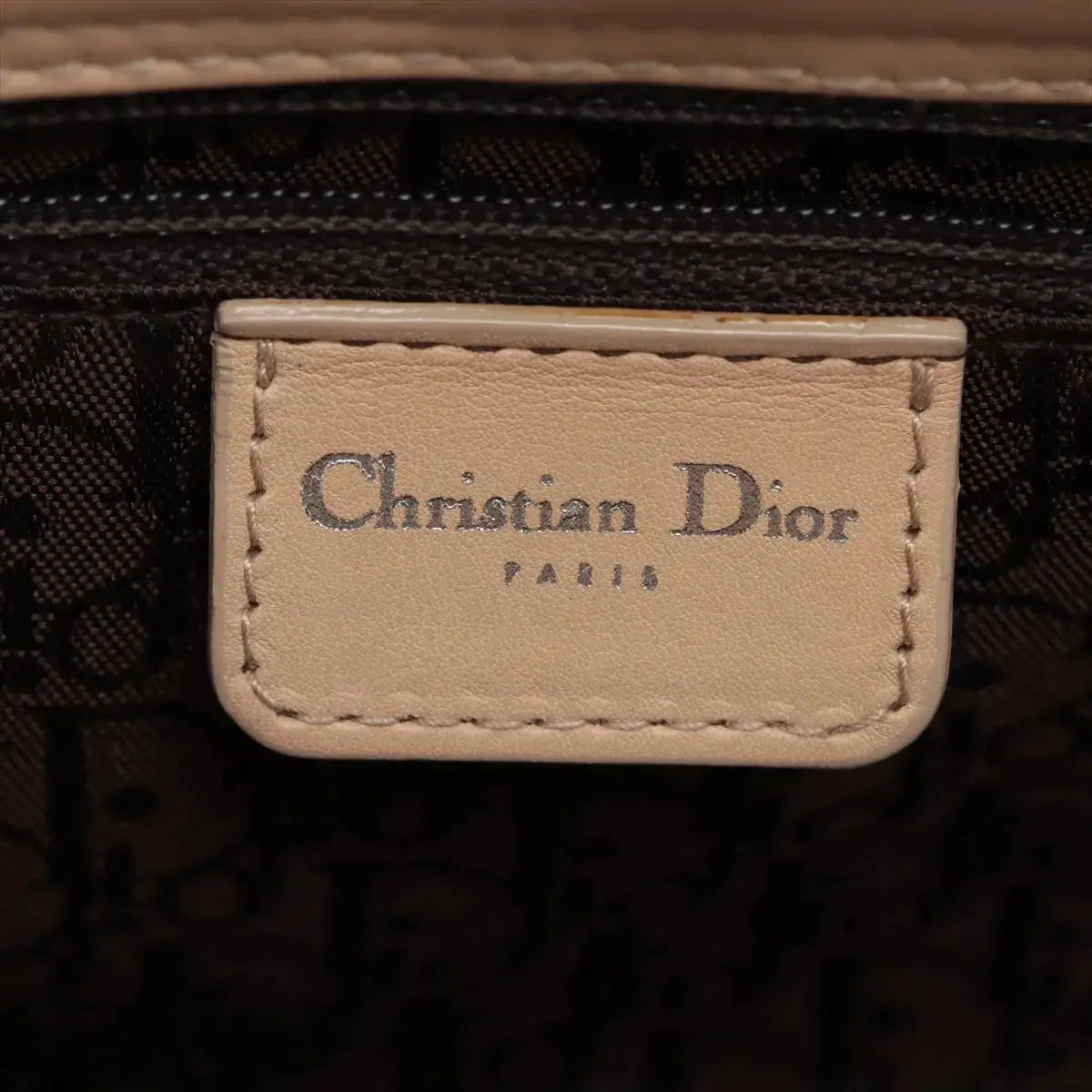 Pre-Loved Lady Dior East West Handbag Cannage Suede with Silver Hardware, Beige