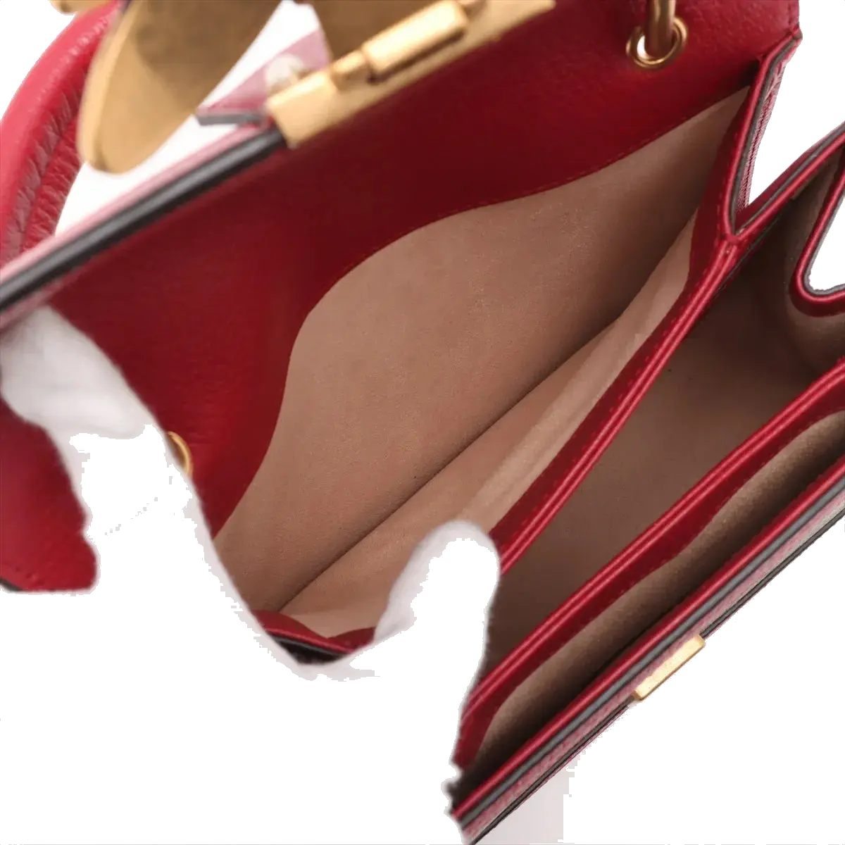 Pre-Loved Queen Margaret Handbag Monogram Coated Canvas Small with Aged Gold Hardware, Beige Ebony Red