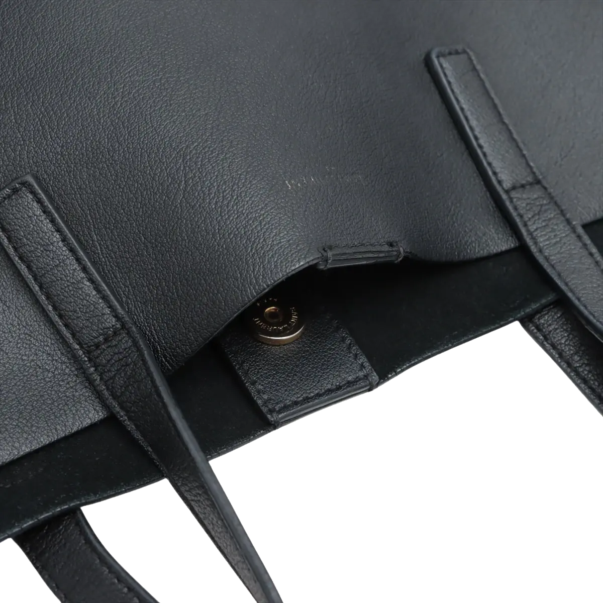 Pre-Loved Shopping Tote Leather with Gold Hardware, Black