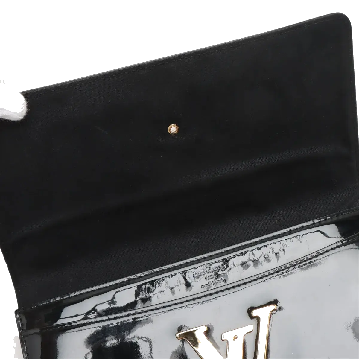 Pre-Loved Louise Clutch Patent Leather with Gold Hardware, Black