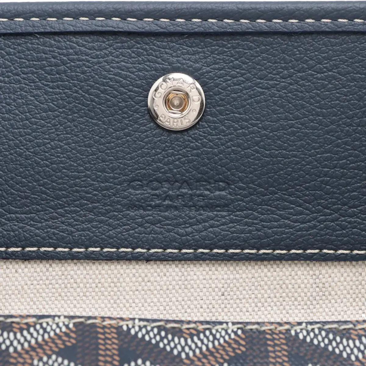 Pre-Loved Saint Louis Tote Goyardine Coated Canvas PM with Silver Hardware, Navy Blue