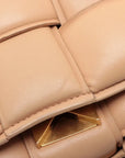 Pre-Loved Padded Cassette Crossbody Bag Intrecciato Leather with Gold Hardware, Beige