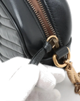 Pre-Loved GG Marmont Matelassé Camera Bag Crossbody Bag Quilted Leather Small with Aged Gold Hardware, Black