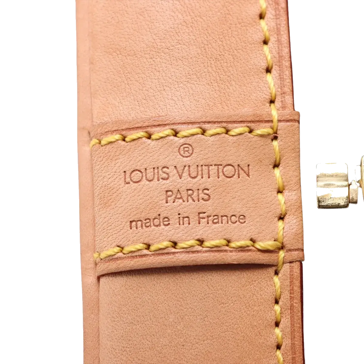 Pre-Loved Alma Handbag Monogram Coated Canvas PM with Gold Hardware, Brown