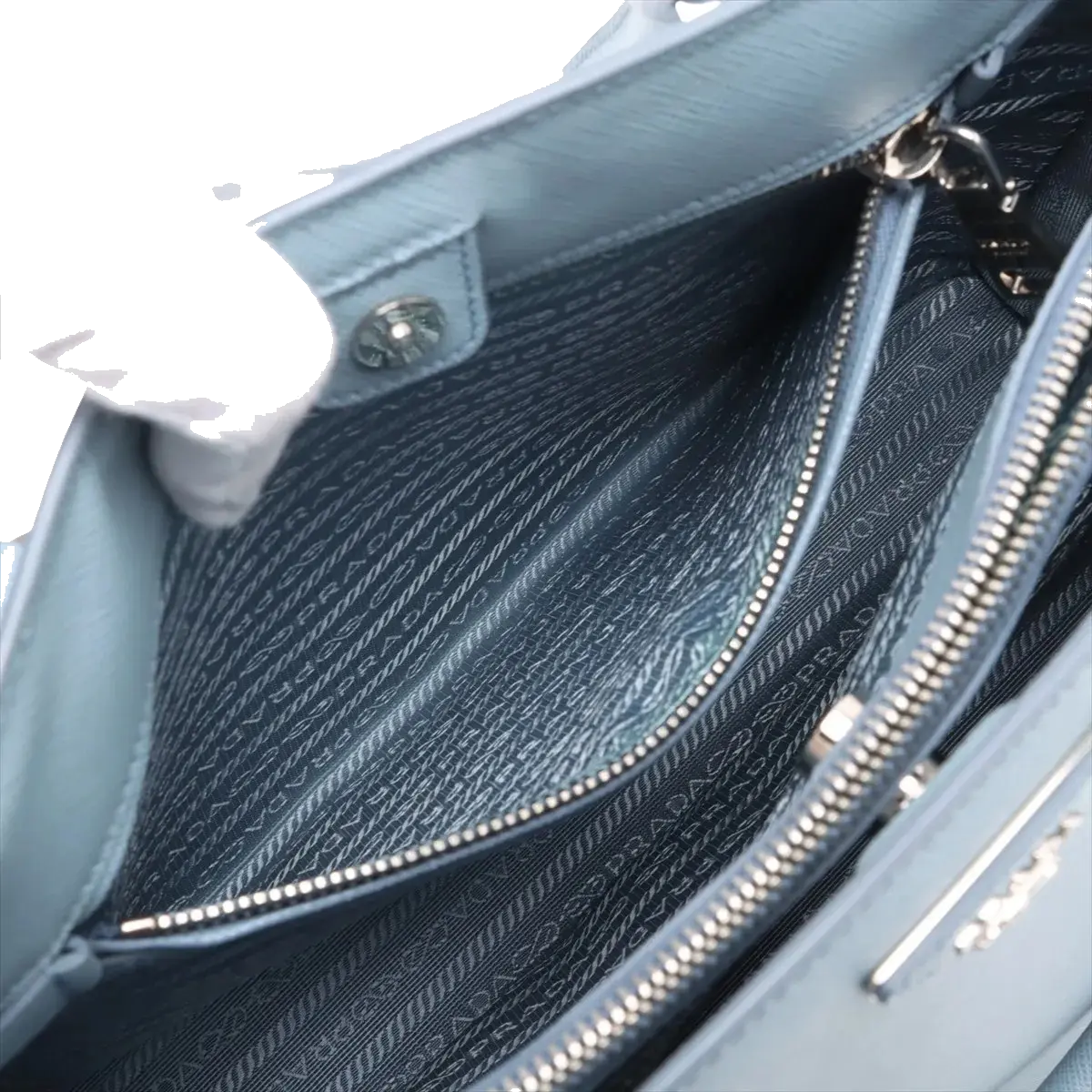 Pre-Loved Galleria Tote Leather Medium with Silver Hardware, Light Blue