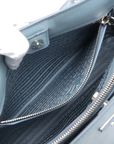 Pre-Loved Galleria Tote Leather Medium with Silver Hardware, Light Blue