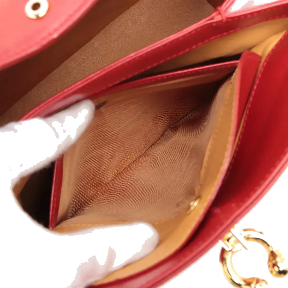 Pre-Loved Handbag Leather with Gold Hardware, Red