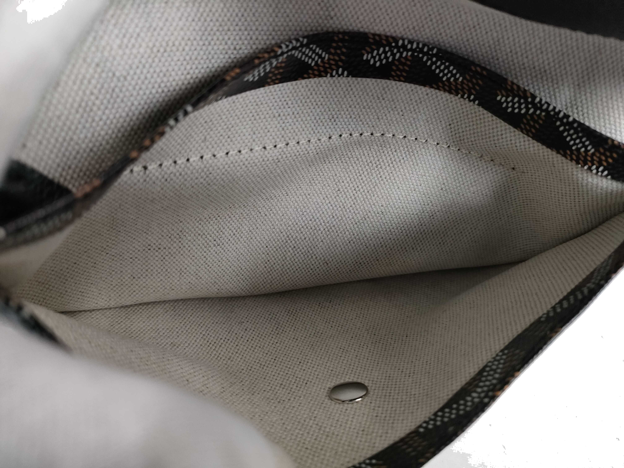 Pre-Loved Saint Louis Tote Goyardine Chevron Coated Canvas GM with Silver Hardware, Black/Brown