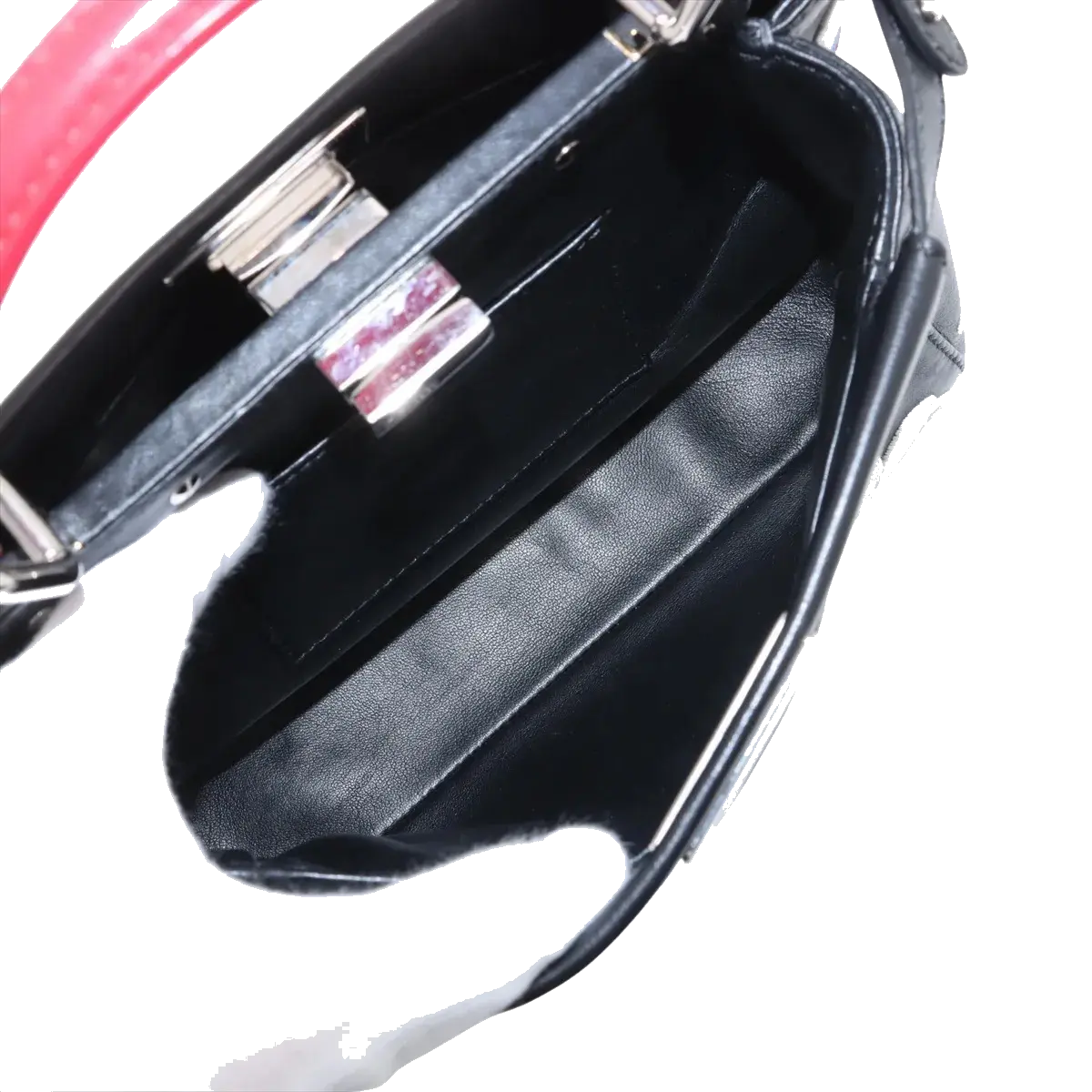 Pre-Loved Peekaboo Handbag Floral Leather Mini with Silver Hardware, Black