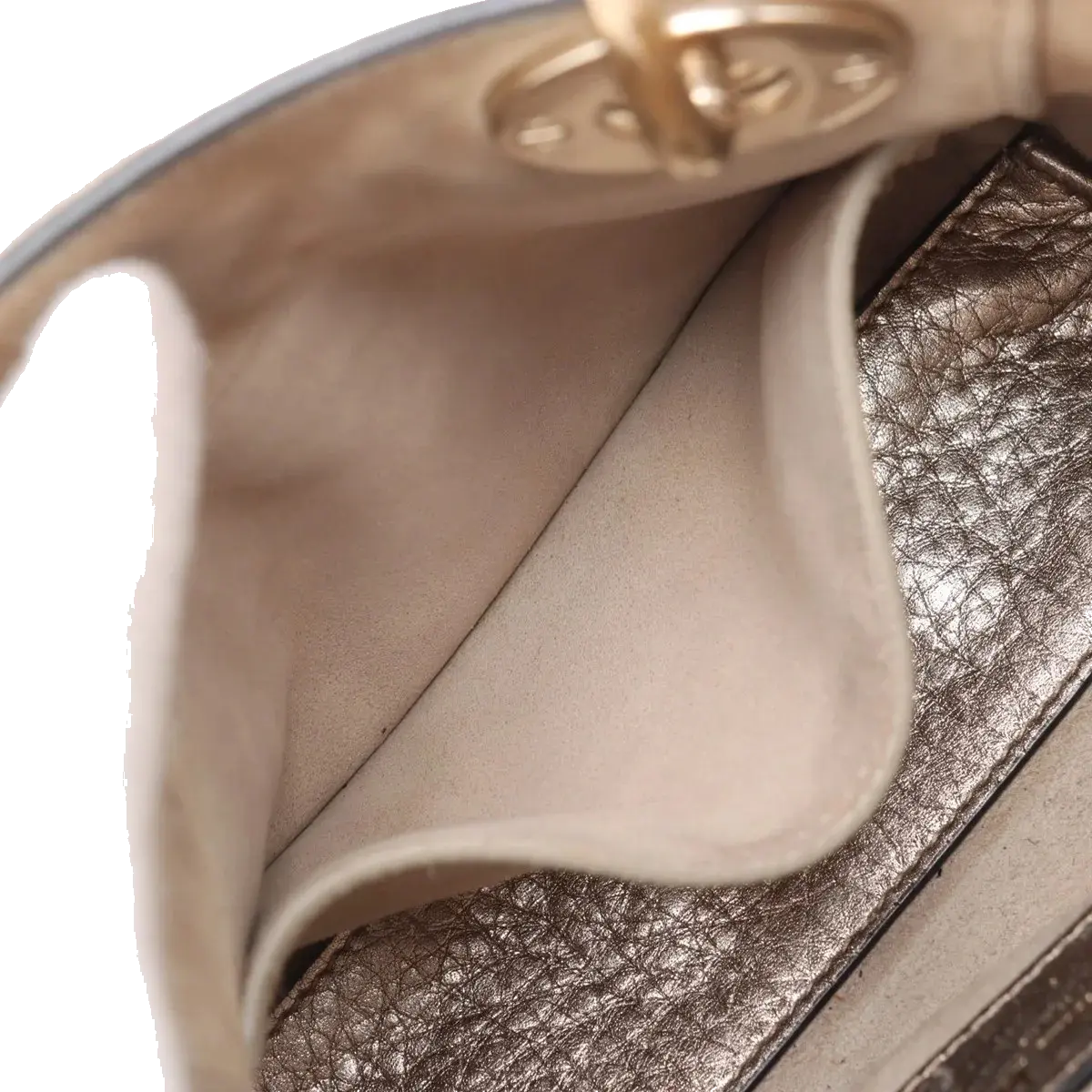Pre-Loved Lady Dior Handbag Cannage Leather Mini with Gold Hardware, Metallic Champagne Gold