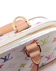 Pre-Loved Alma BB Handbag Monogram Coated Canvas BB with Gold Hardware, White Multicolore