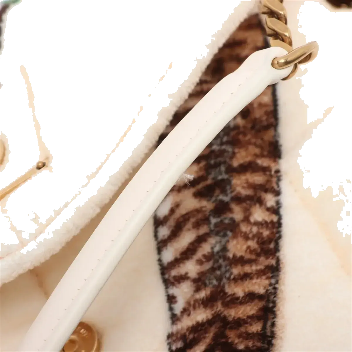 Pre-Loved Loulou Puffer Shoulder Bag Quilted Velvet Small with Aged Gold Hardware, Ivory Multicolor