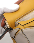 Pre-Loved Puzzle Handbag Leather Mini with Gold Hardware, Yellow, Tan, Cream