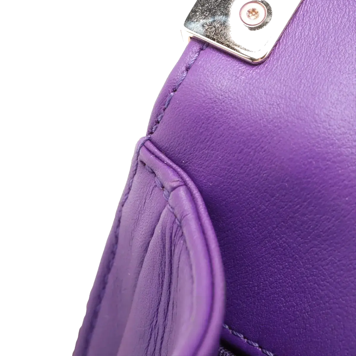 Pre-Loved Boy Shoulder Bag Quilted Leather Old Medium with Gold Hardware, Purple
