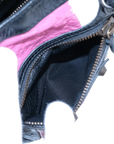 Pre-Loved Classic City Handbag Striped Leather Small with Aged Bronze Hardware, Black, White, Pink, Red