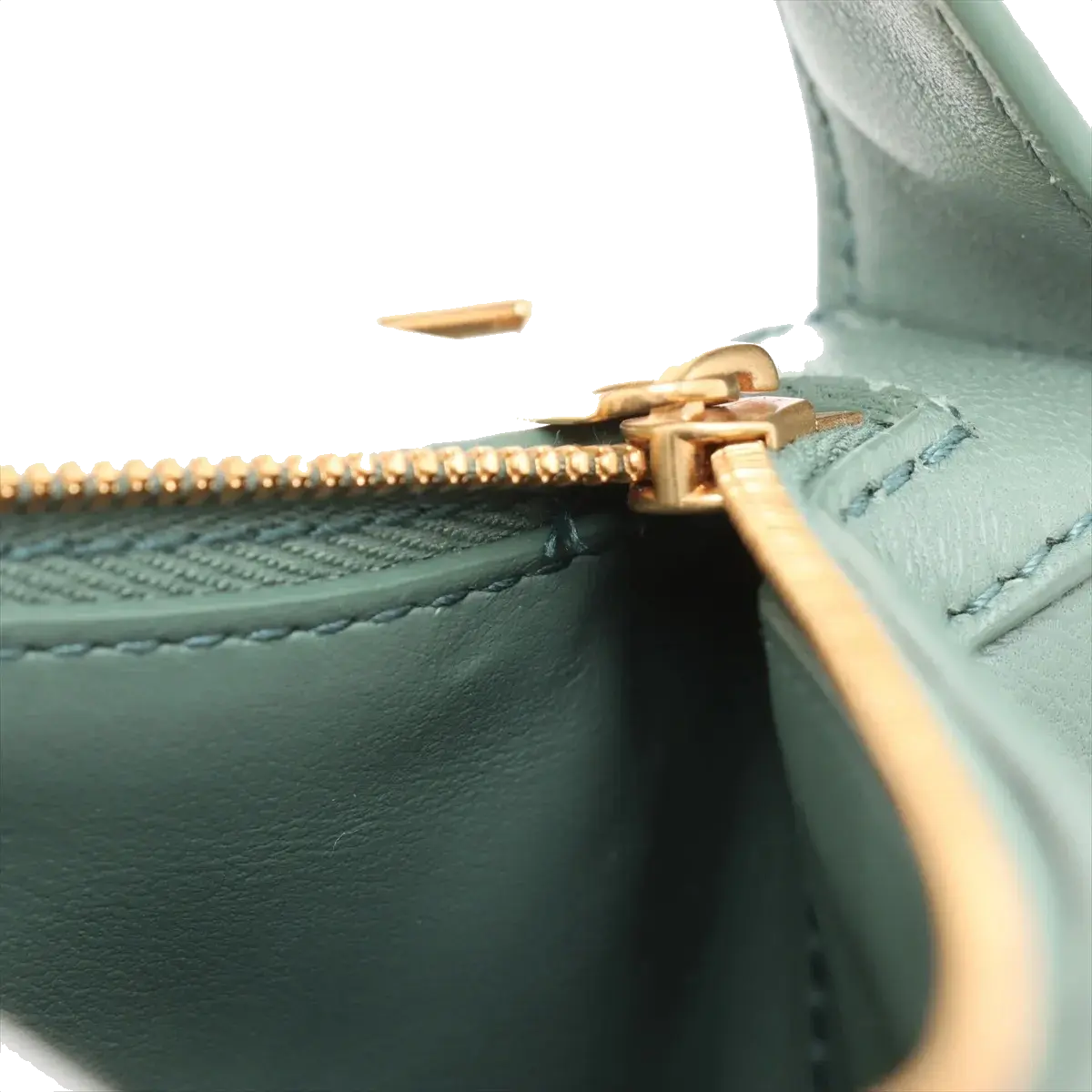 Pre-Loved Sunrise Shoulder Bag Intrecciato Leather Small with Gold Hardware, Sage Green