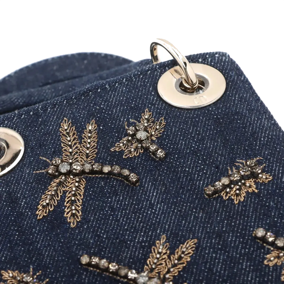 Pre-Loved Lady Dior Handbag Denim Mini with Gold Hardware, Blue