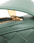 Pre-Loved Sunrise Shoulder Bag Intrecciato Leather Small with Gold Hardware, Sage Green
