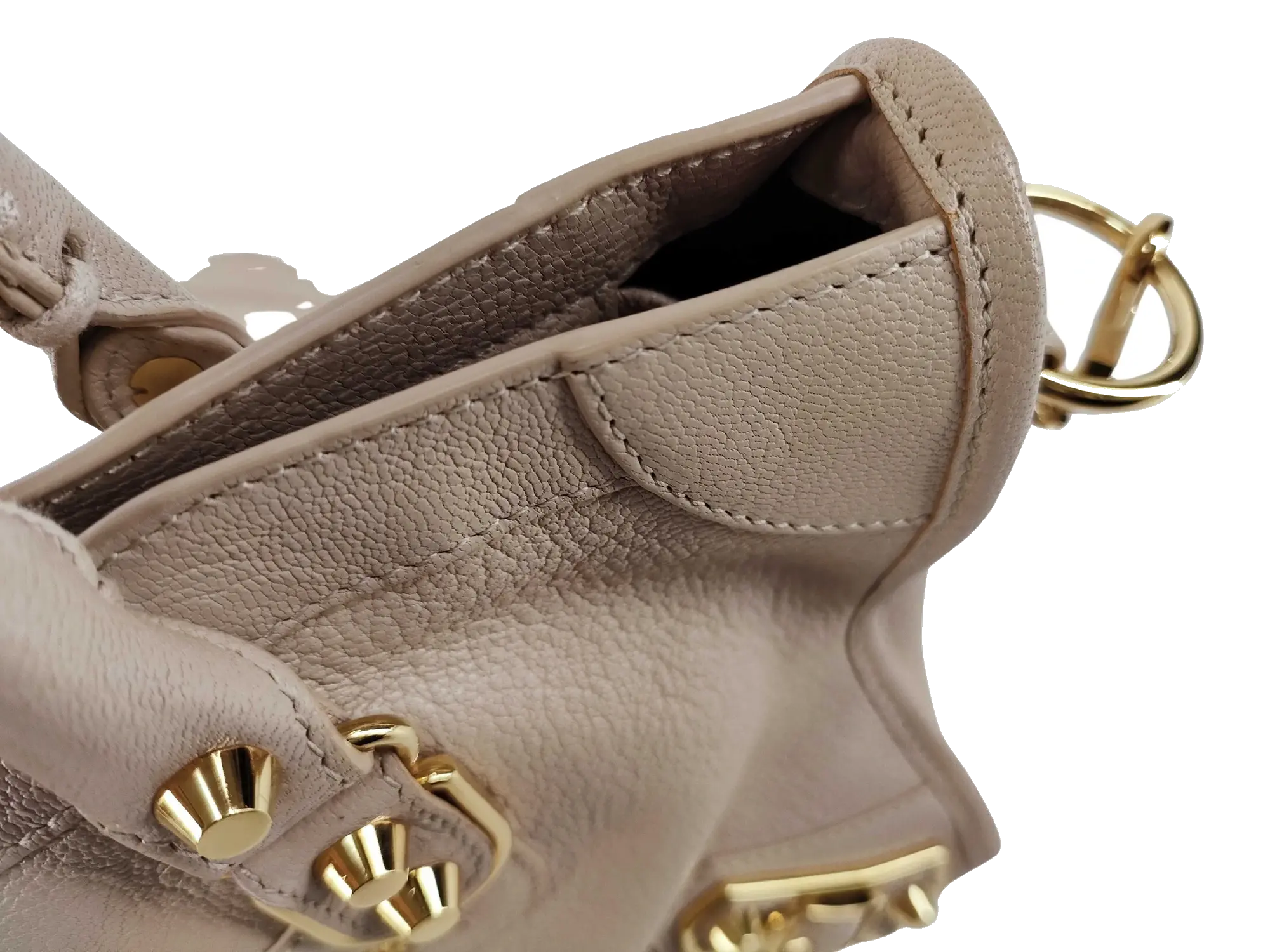 Pre-Loved Classic City Handbag Leather Small with Gold Hardware, Beige