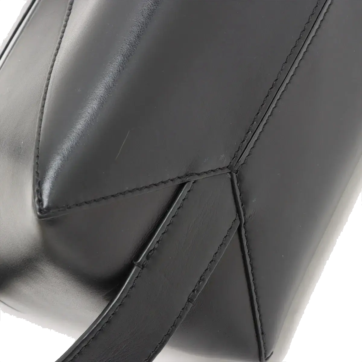 Pre-Loved Puzzle Fold Pouch Pochette Leather with Silver Hardware, Black