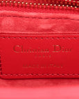 Pre-Loved Lady Dior Handbag Cannage Leather Mini with Gold Hardware, Red