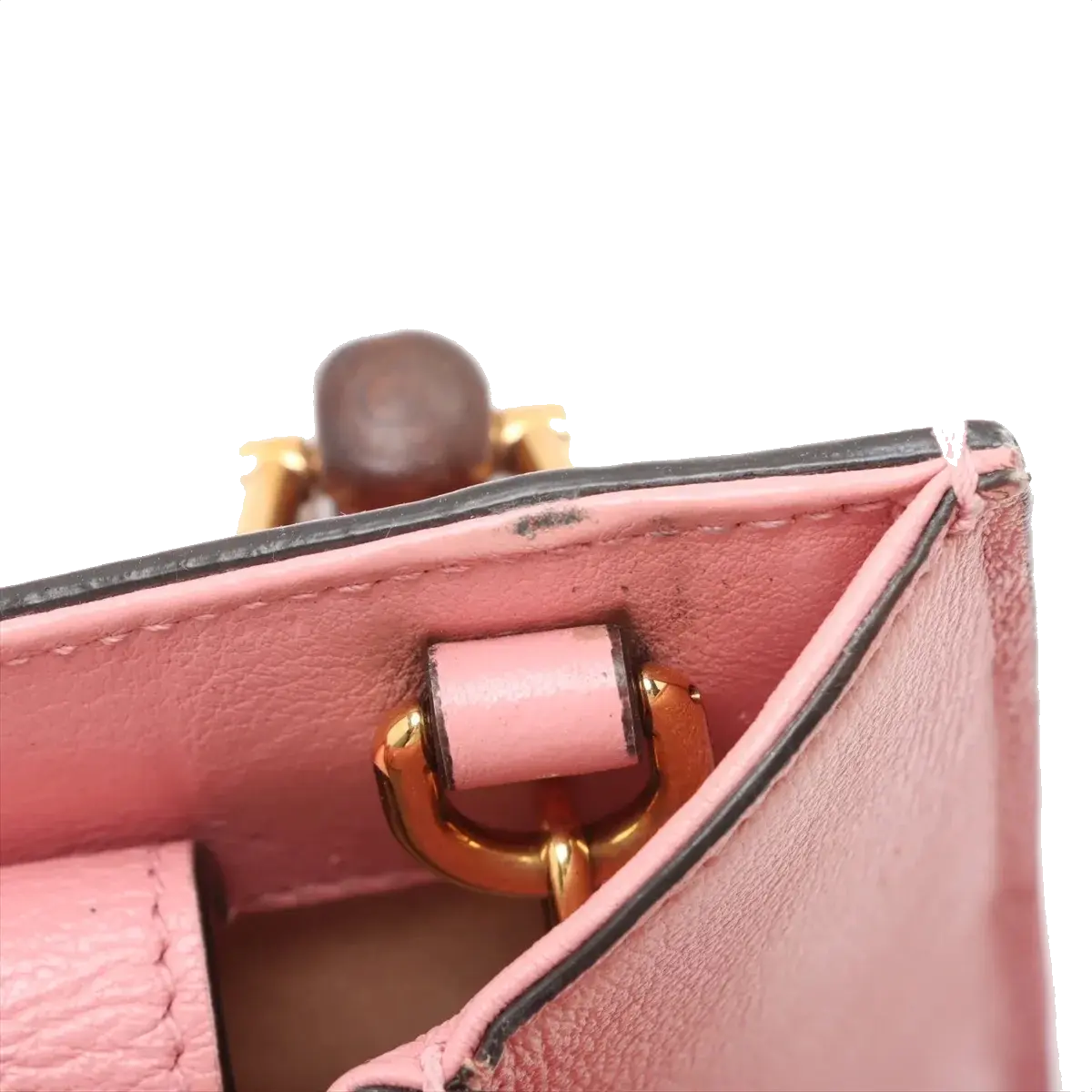 Pre-Loved Diana Bamboo Tote Leather Mini with Gold Hardware, Pink