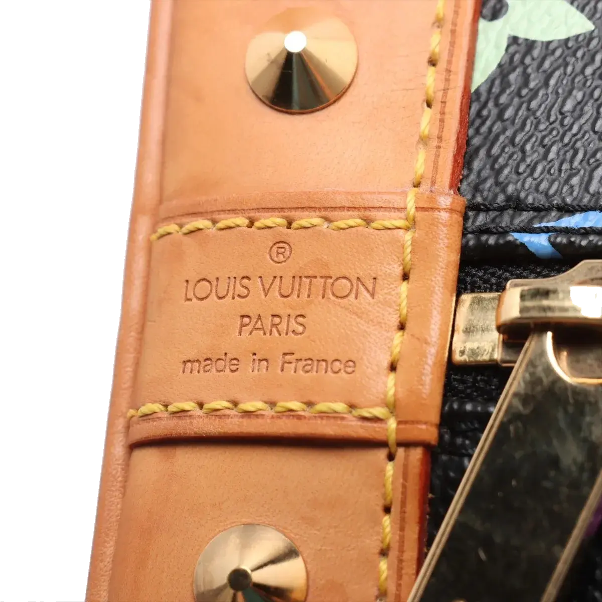 Pre-Loved Alma Handbag Monogram Coated Canvas PM with Gold Hardware, Black Multicolor