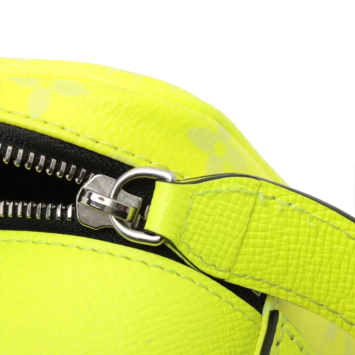 Pre-Loved Dopp Kit Pochette Monogram Coated Canvas with Silver Hardware, Neon Yellow