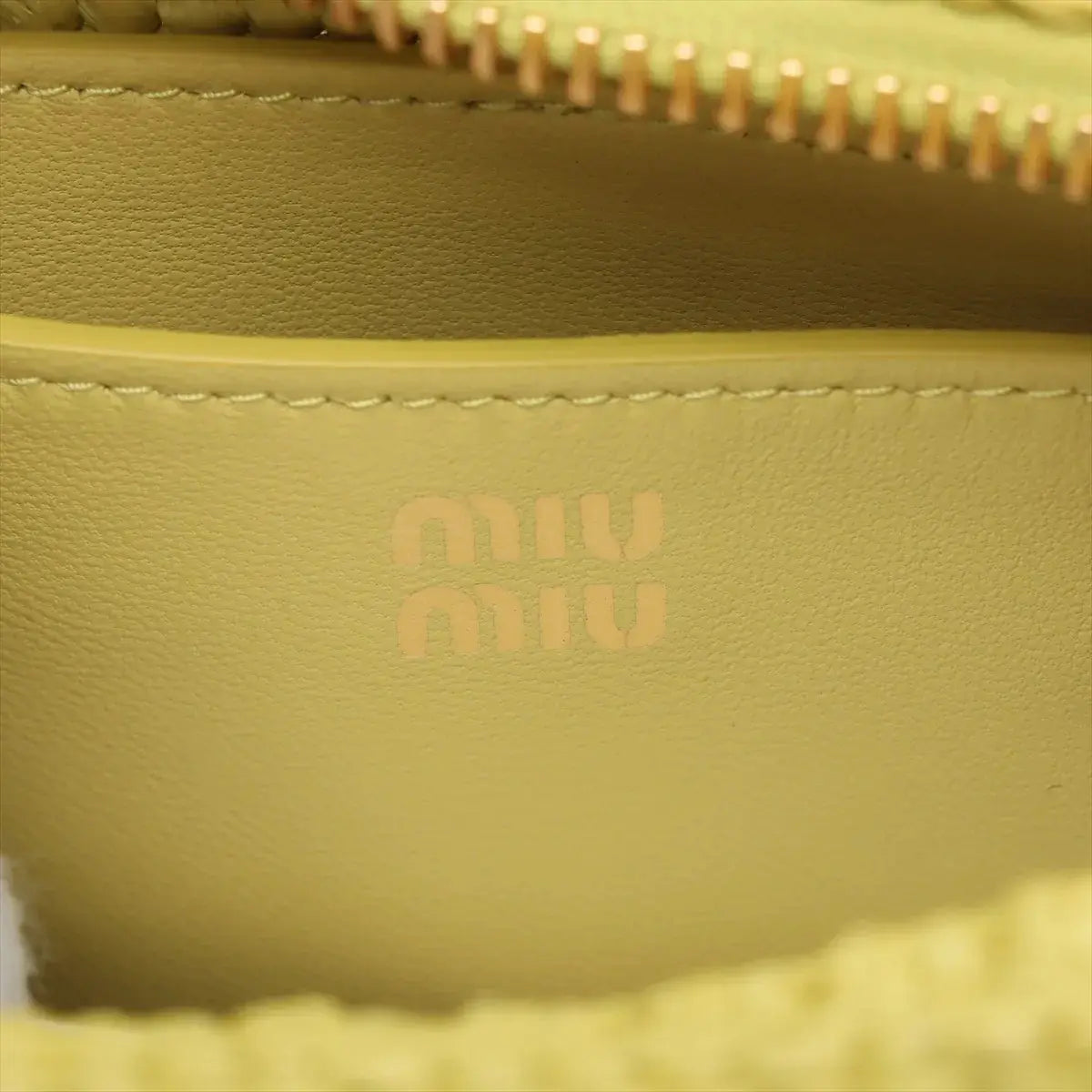 Pre-Loved Crochet Bauletto Handbag Raffia Crochet Mini with Gold Hardware, Yellow