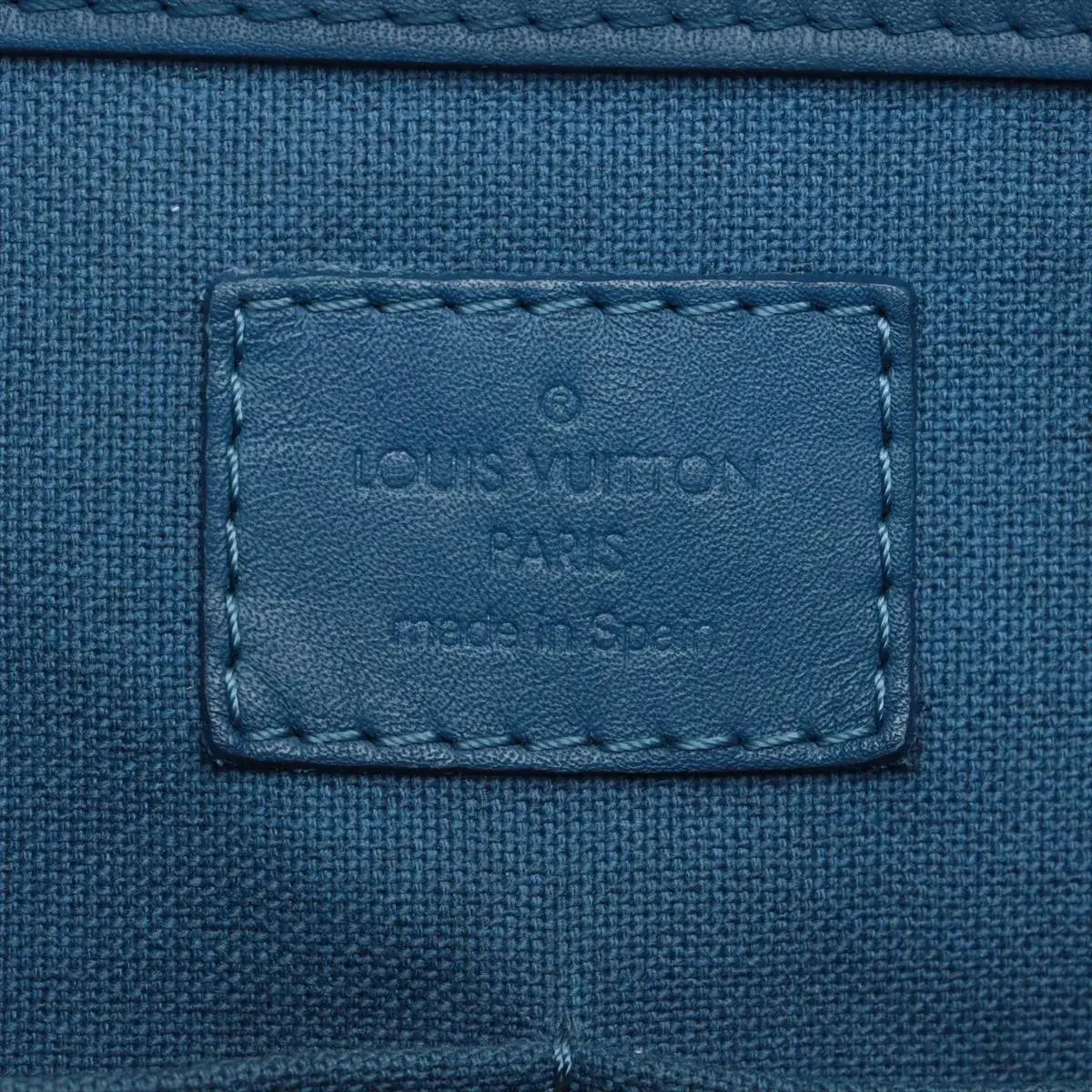 Pre-Loved Tadao Tote Damier Leather with Silver Hardware, Teal Blue
