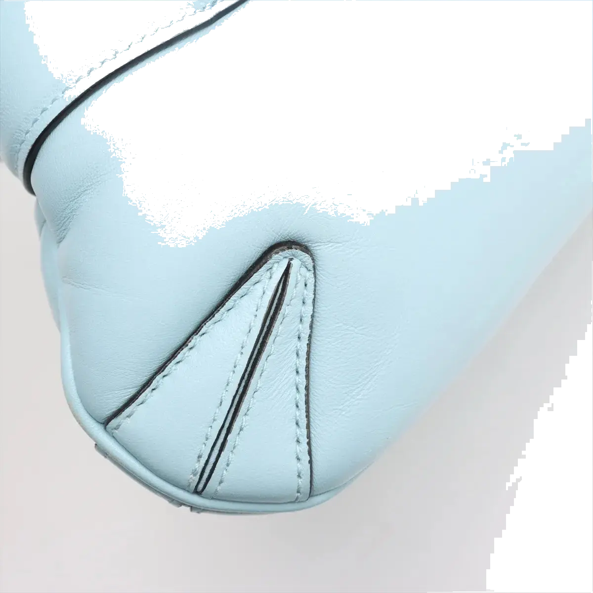 Pre-Loved Horsebit Chain Shoulder Bag Quilted Leather Small with Silver Hardware, Light Blue