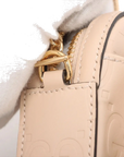 Pre-Loved GG Embossed Mini Chain Camera Bag Crossbody Bag Monogram Leather Mini with Gold Hardware, Beige